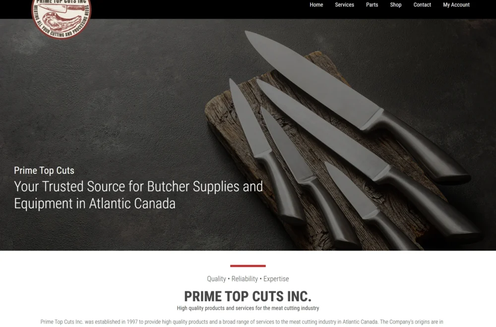Screenshot of Prime Top Cuts Inc. website