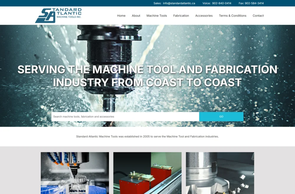 Screenshot of Standard Atlantic Machine Tools Inc. website